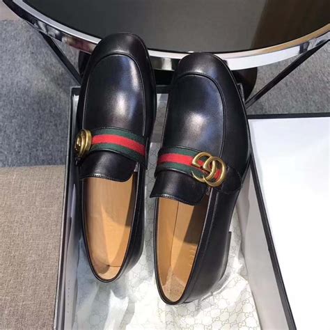 gucci men's leather gg web loafers black|gucci loafers men casual.